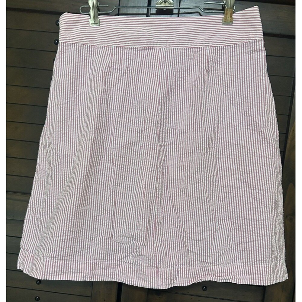 LANDS’ END Pink/White Seersucker Skirt Sz 6 Beach Cottage Core Vacation Preppy